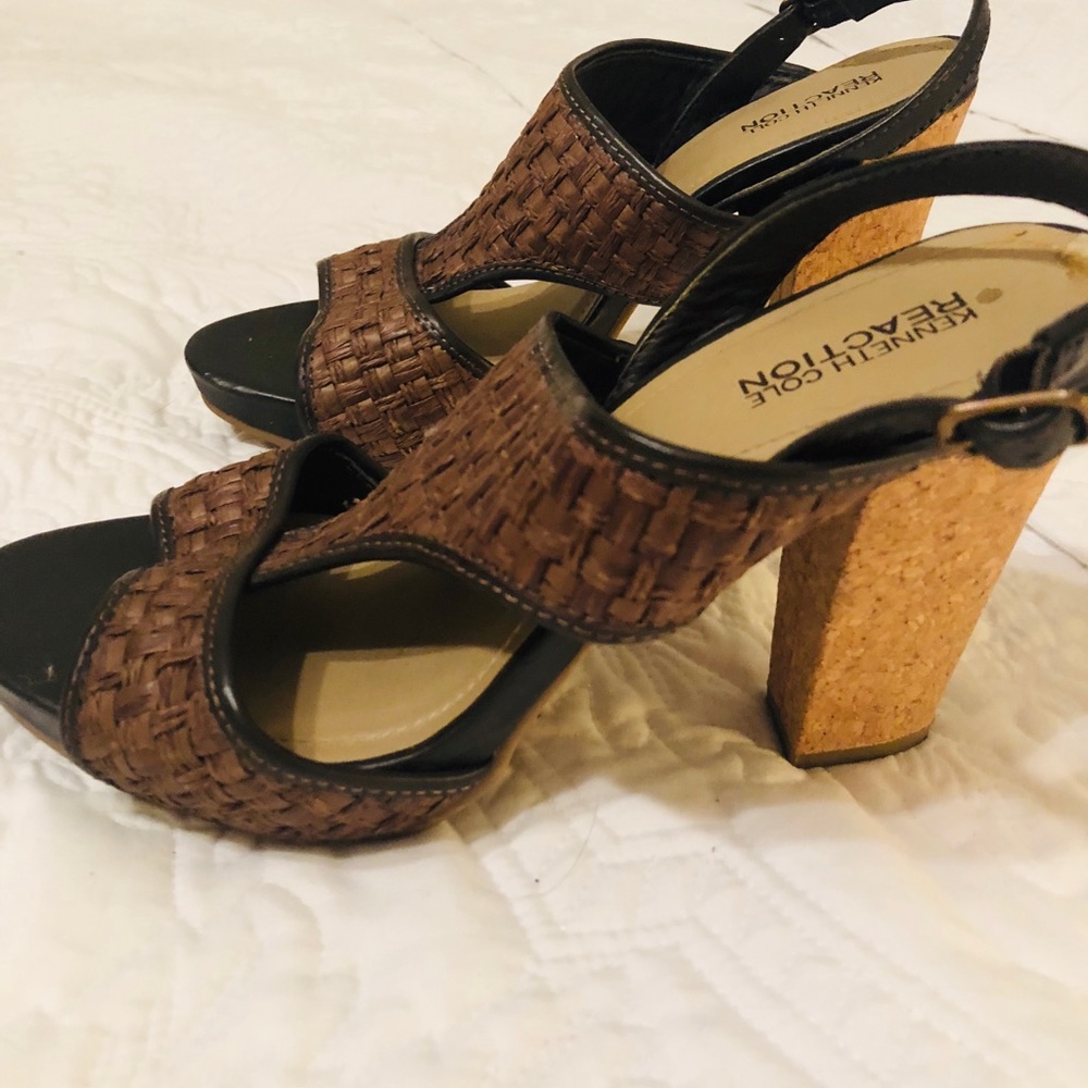 Block heel with woven detail